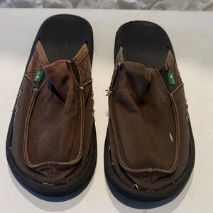 Sanuk Men's Brown Canvas Loafers